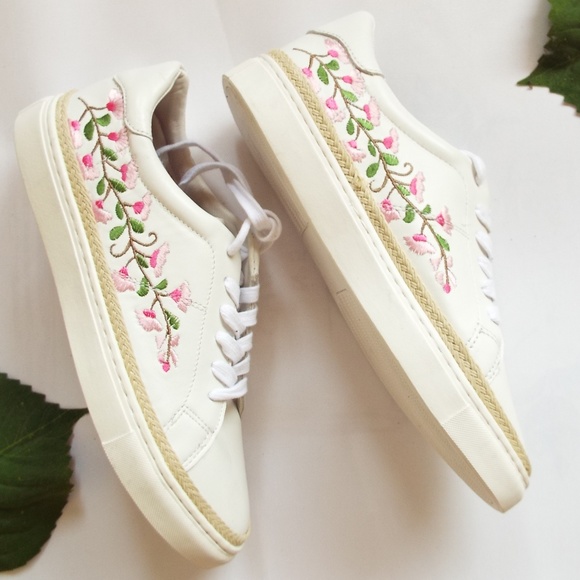 White Embroidered Sneakers | Poshmark